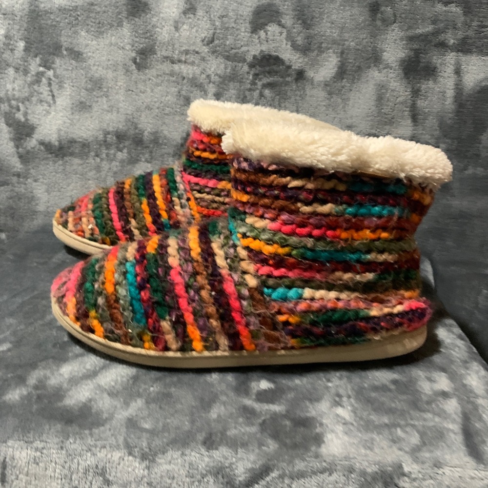 Minnetonka Slipper Boots Womens L 8-9 Rainbow Knit Faux Fur Cottage44048 - Picture 7 of 15